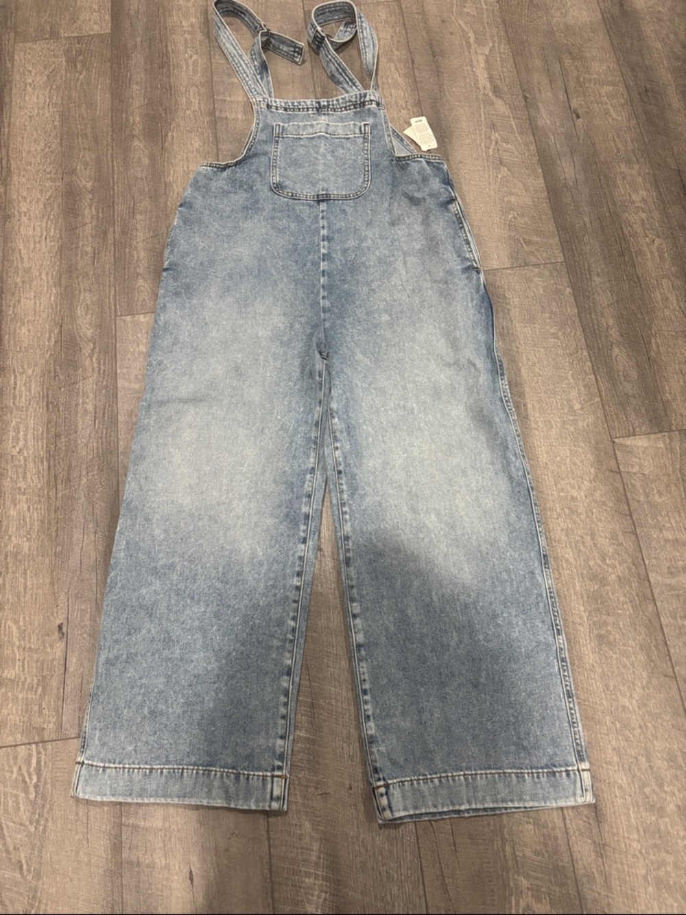 aerie Light Wash Blue Denim Overalls